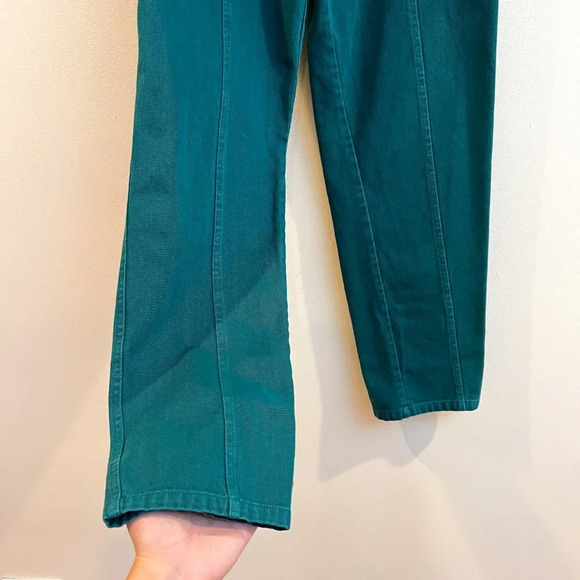 Sea New York Teal Green Colorful Designer Paperbag Denim Straight Leg Pants 2 - Picture 6 of 12